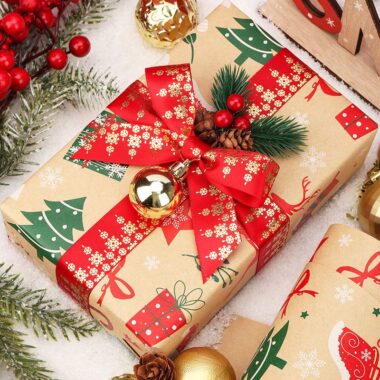 Large size kraft Christmas wrapping paper for creative gift wrap