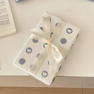 Cute bear grid gift wrapping paper with playful pattern