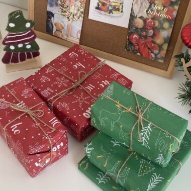 Cute cartoon Christmas wrapping paper for holiday gifts