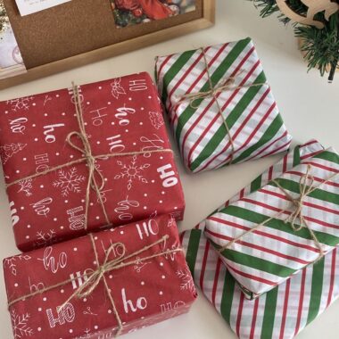 Cute cartoon Christmas wrapping paper for holiday gifts