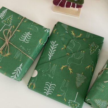 Cute cartoon Christmas wrapping paper for holiday gifts