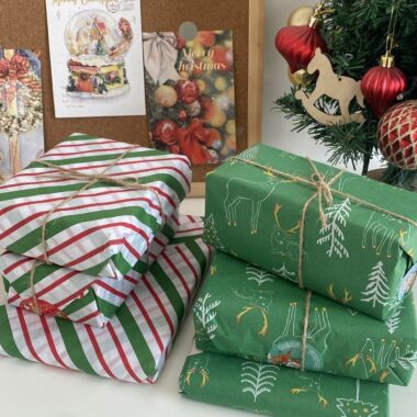 Cute cartoon Christmas wrapping paper for holiday gifts