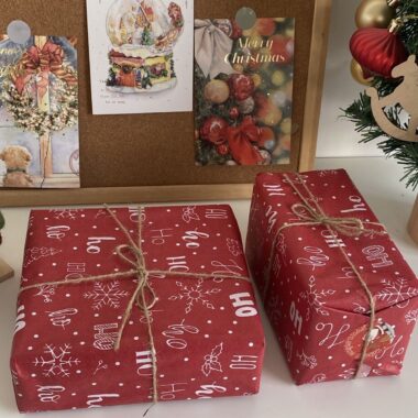 Cute cartoon Christmas wrapping paper for holiday gifts