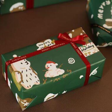 Cute little bear Christmas wrapping paper for holiday gifts
