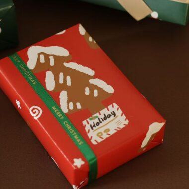 Cute little bear Christmas wrapping paper for holiday gifts