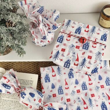 Deep blue atmosphere Christmas wrapping paper for holiday gifts