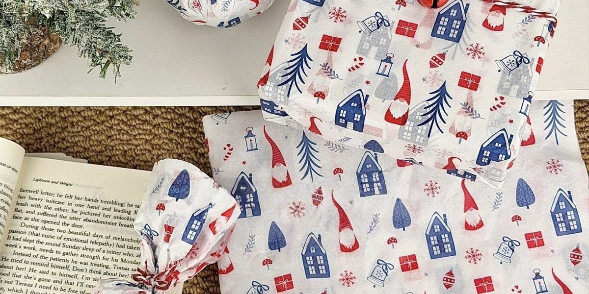 Deep blue atmosphere Christmas wrapping paper for holiday gifts