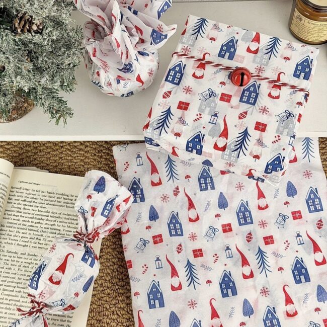 Deep blue atmosphere Christmas wrapping paper for holiday gifts