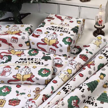 Large doodle dog Christmas wrapping paper for holiday gifts