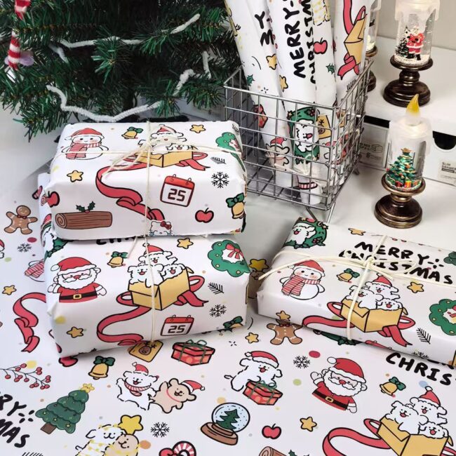 Large doodle dog Christmas wrapping paper for holiday gifts