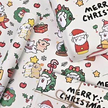 Large doodle dog Christmas wrapping paper for holiday gifts