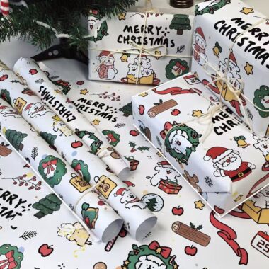 Large doodle dog Christmas wrapping paper for holiday gifts