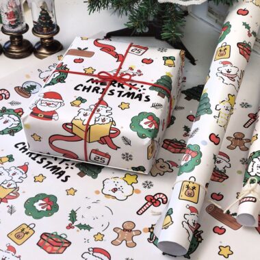 Large doodle dog Christmas wrapping paper for holiday gifts