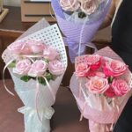 Hollow dopamine style creative flower wrapping paper