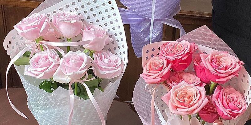 Hollow dopamine style creative flower wrapping paper