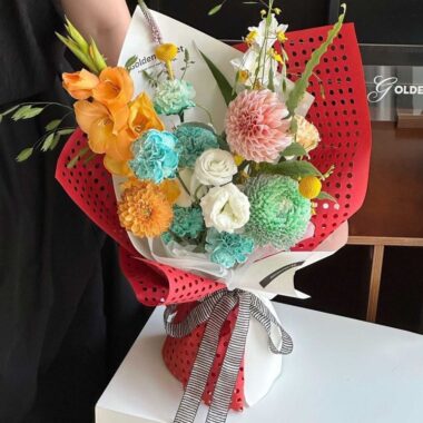 Hollow dopamine style creative flower wrapping paper