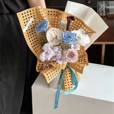 Hollow dopamine style creative flower wrapping paper