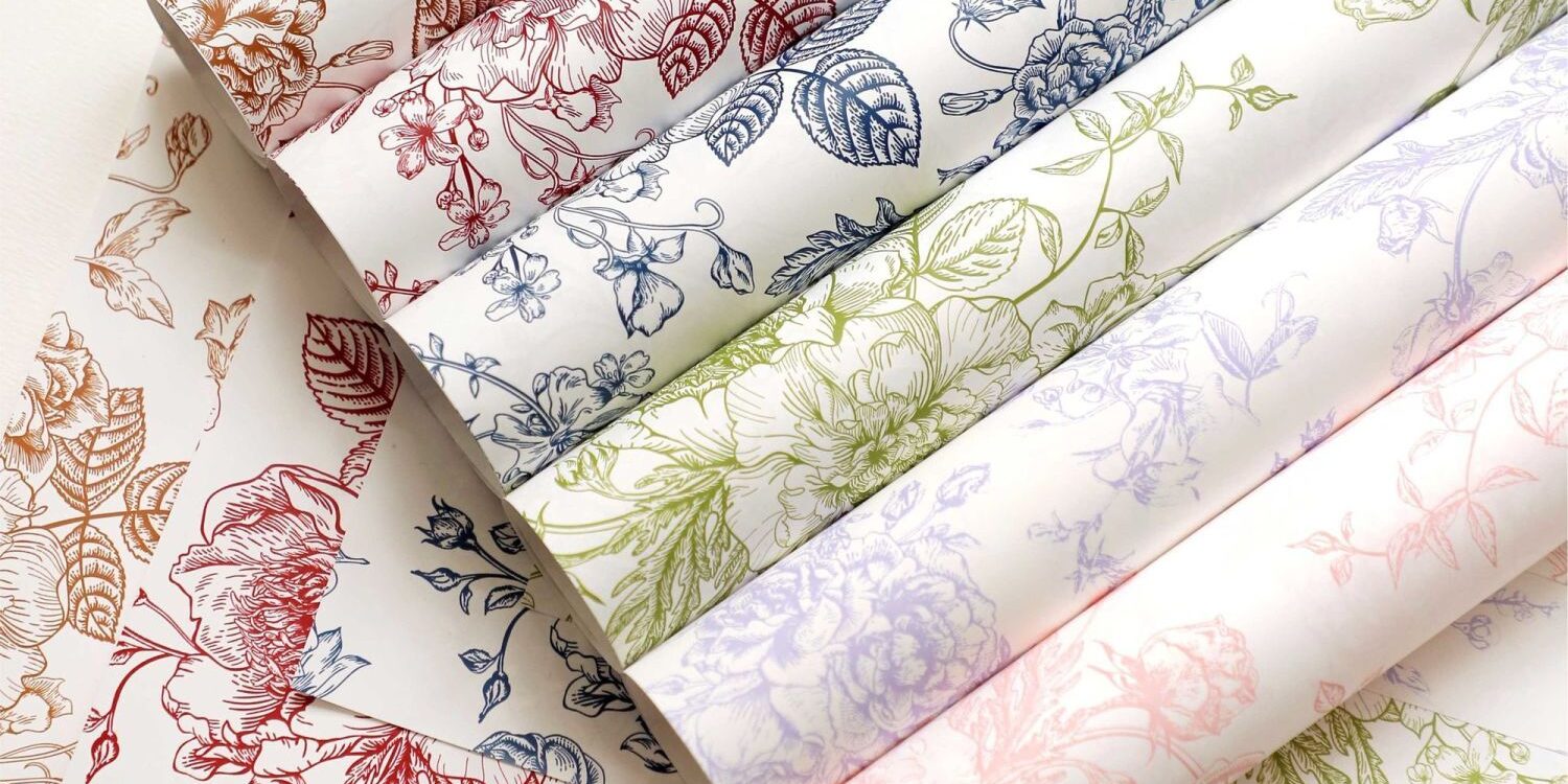 Waterproof European vintage floral flower wrapping paper