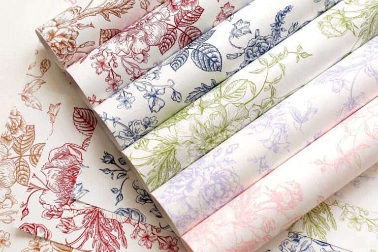 Waterproof European vintage floral flower wrapping paper