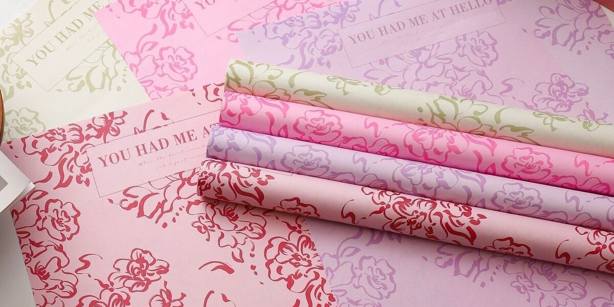 European vintage floral flower wrapping paper for bouquets