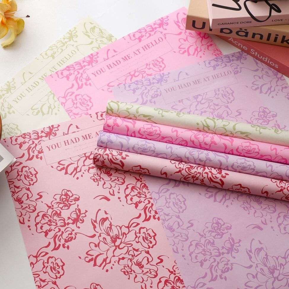 European vintage floral flower wrapping paper for bouquets