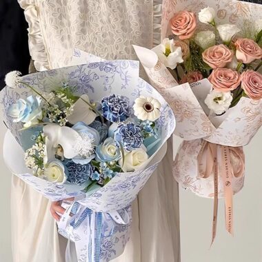 Waterproof European vintage floral flower wrapping paper