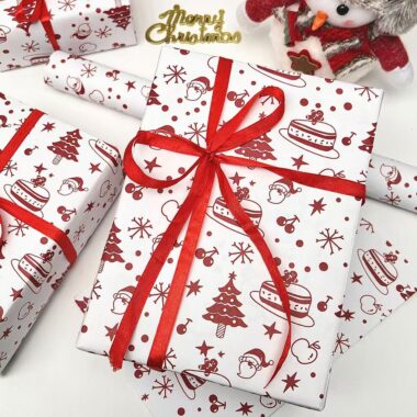 Christmas gift wrapping paper with festive patterns