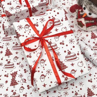 Christmas gift wrapping paper with festive patterns