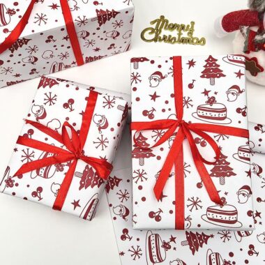 Christmas gift wrapping paper with festive patterns