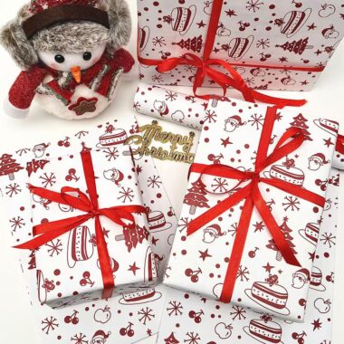 Christmas gift wrapping paper with festive patterns