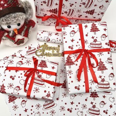 Christmas gift wrapping paper with festive patterns