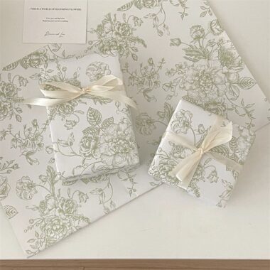 French vintage floral birthday gift wrapping paper elegant style