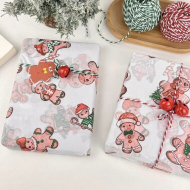 Large gingerbread man Christmas wrapping paper for gifts