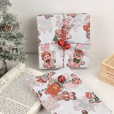 Large gingerbread man Christmas wrapping paper for gifts