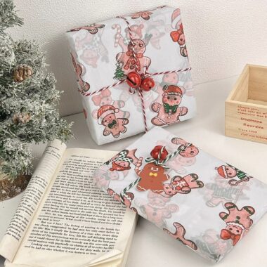 Large gingerbread man Christmas wrapping paper for gifts
