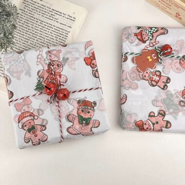 Large gingerbread man Christmas wrapping paper for gifts