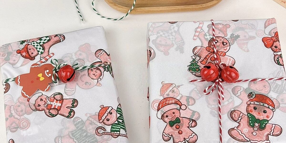 Large gingerbread man Christmas wrapping paper for gifts