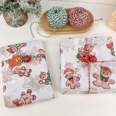 Large gingerbread man Christmas wrapping paper for gifts