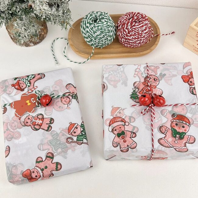 Large gingerbread man Christmas wrapping paper for gifts