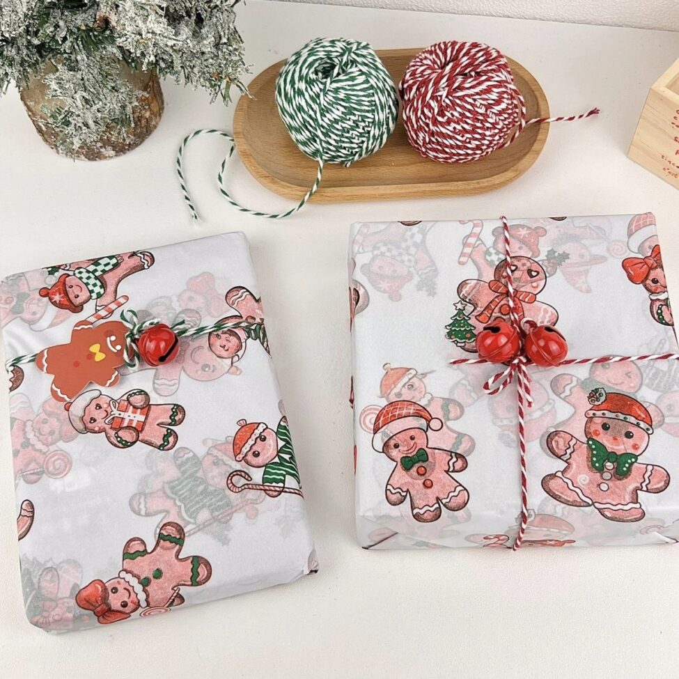 Large gingerbread man Christmas wrapping paper for gifts