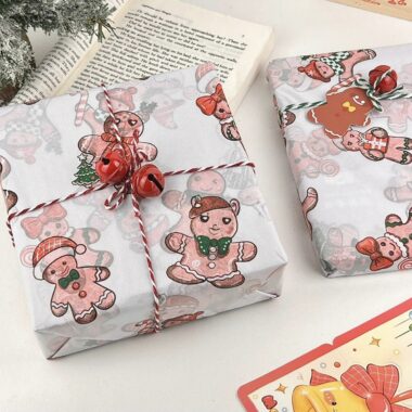 Large gingerbread man Christmas wrapping paper for gifts