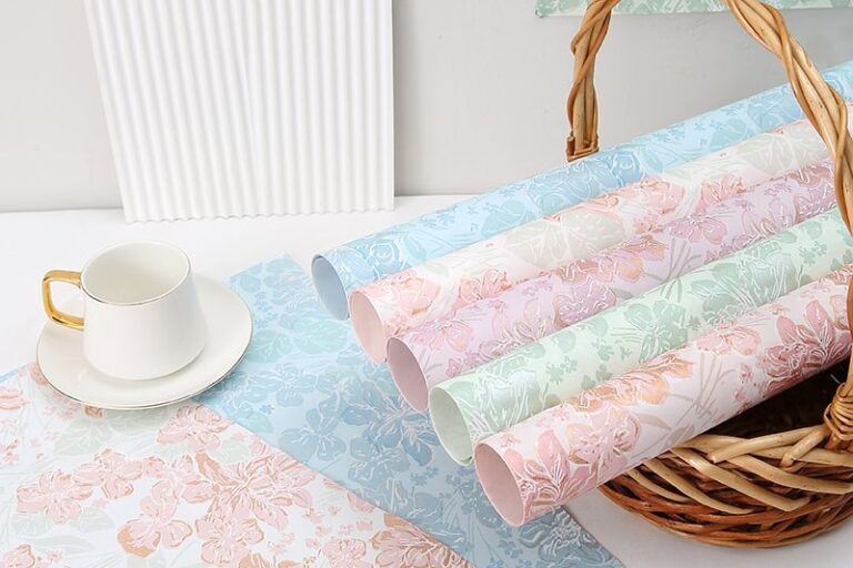 Gold foil embossed floral flower wrapping paper for bouquets