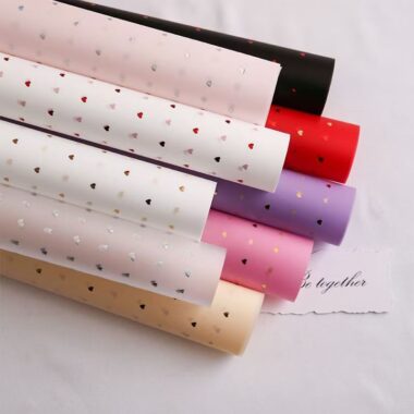 Gold foil heart waterproof flower wrapping paper for bouquets