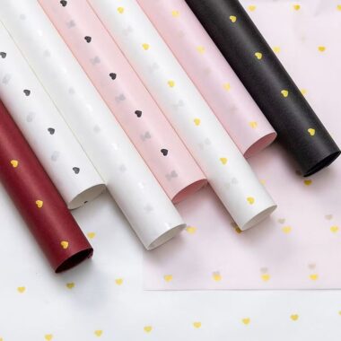Gold foil heart waterproof flower wrapping paper for bouquets