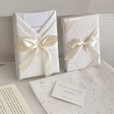 Dreamy gold silver glitter white festival gift wrapping paper