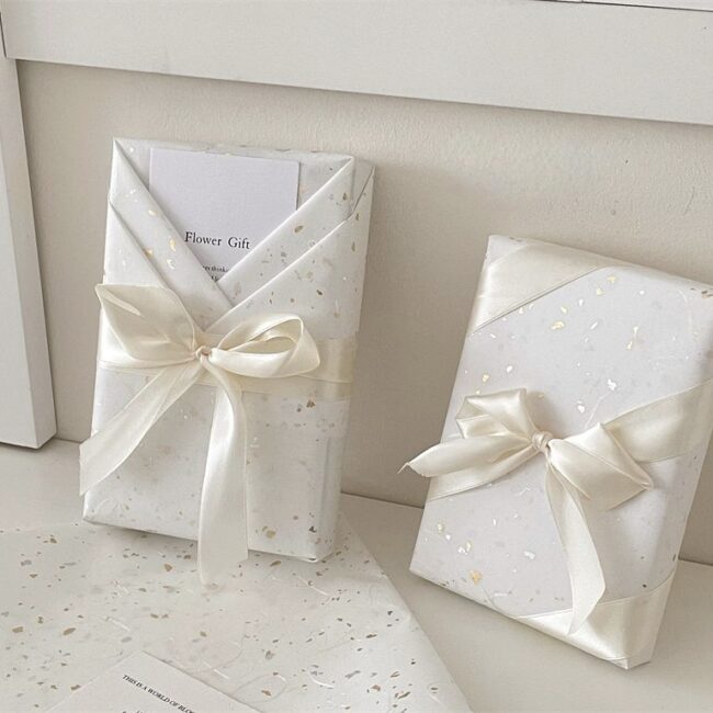 Dreamy gold silver glitter white festival gift wrapping paper