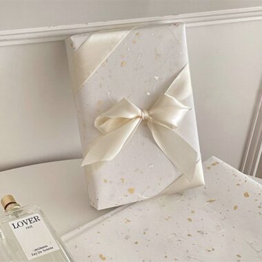 Dreamy gold silver glitter white festival gift wrapping paper