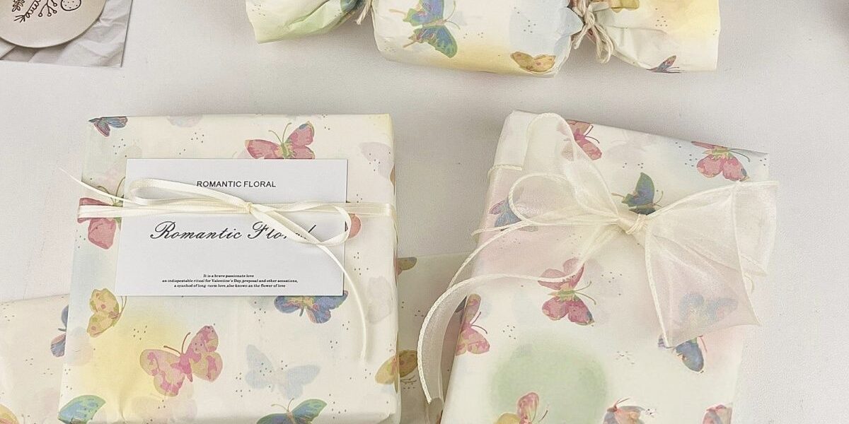 Color gradient butterfly decorative gift wrapping paper