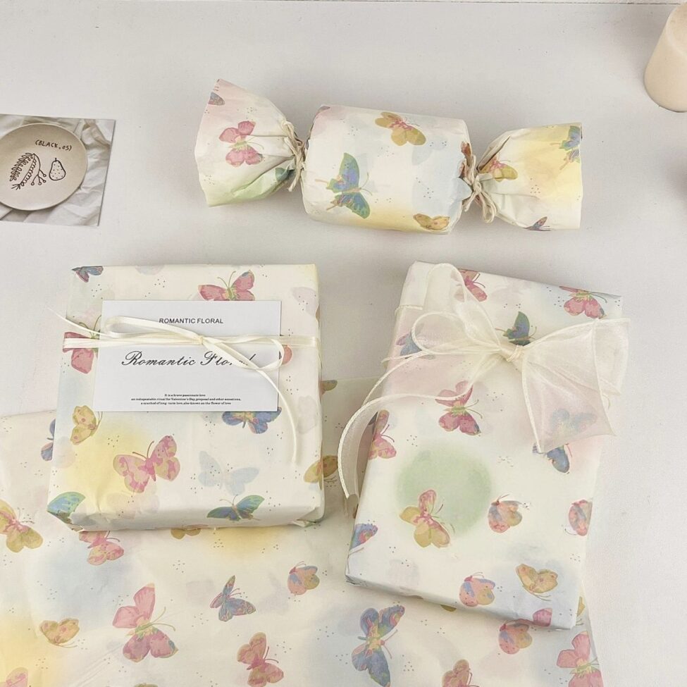 Color gradient butterfly decorative gift wrapping paper