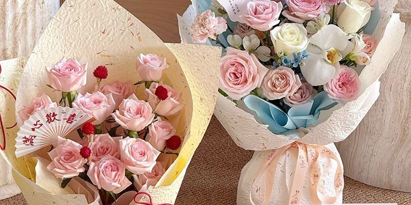 Hand torn petal thick kraft 3D flower wrapping paper